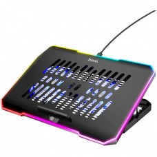 Подставка - охлаждающий кулер для ноутбука HOCO DH19 Cool RGB notebook cooling stand черная