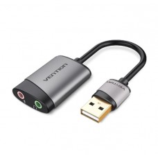 Внешняя звуковая карта - адаптер Vention USB External Sound Card 15 см Metal Type (CDKHB)