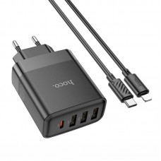 Зарядное устройство 4 порта 45W Hoco C127a набор с кабелем Type-C to Lightning