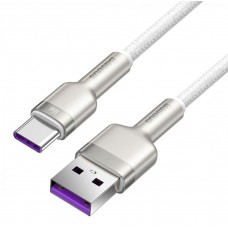 Кабель с металлическими коннекторами Baseus Cafule USB - Type-C 66W 1 метр (CAKF000102) белый