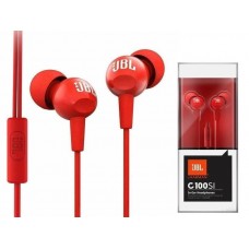 Гарнитура проводная JBL C100SI красная - наушники с микрофоном и динамиками 8мм