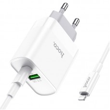 Блок - адаптер сетевой + кабель набор HOCO Rapido C80A 2 выхода USB + Type-C 20W белый