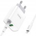 Блок - адаптер сетевой + кабель набор HOCO Rapido C80A 2 выхода USB + Type-C 20W белый