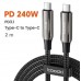 Кабель Toocki Type-C to Type-C 240W 48V 5А 2 метра (735375313208)