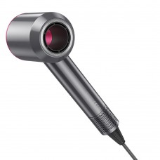 Фен мощный компактный HOCO HP11 negative ion hair dryer 1600W серый с розовым
