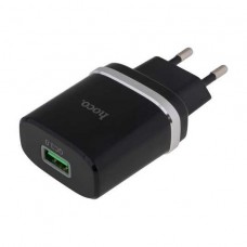 Блок питания быстрой зарядки - сетевой адаптер Hoco C12Q 18w 1 USB-A AFC FCP черный