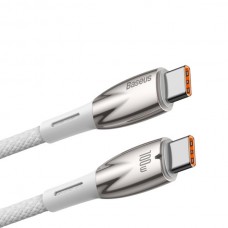 Кабель усиленная оплетка Baseus Glimmer Series Type-C to Type-C 100W 2 метра CADH000802 белый