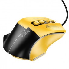 Мышь проводная игровая USB HOCO GM31 3600dpi RGB подсветка черно желтая