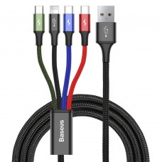 Кабель Baseus Fast 4-in-1 Cable For iP + 2*Type-C + Micro 3.5A 1.2m CA1T4-B01 черный