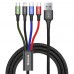Кабель Baseus Fast 4-in-1 Cable For iP + 2*Type-C + Micro 3.5A 1.2m CA1T4-B01 черный