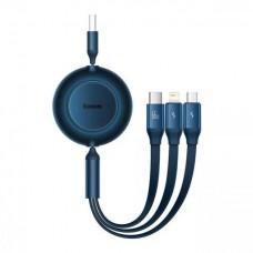 Кабель Baseus Bright Mirror 2 Series 3-in-1 (MicroUSB + Lightning + Type-C) 66W 1.1 метра синий