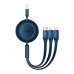 Кабель Baseus Bright Mirror 2 Series 3-in-1 (MicroUSB + Lightning + Type-C) 66W 1.1 метра синий