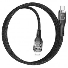 Кабель с экраном HOCO U115 Type-C to Lightning PD 20W 120 cm черный