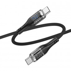 Кабель с дисплеем HOCO U115 Transparent Discovery Type-C to Type-C 1.2m 100W черный