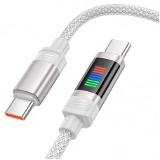 Кабель с индикатором заряда HOCO U126 Type-C to Type-C 100 W 1.2 метра серый