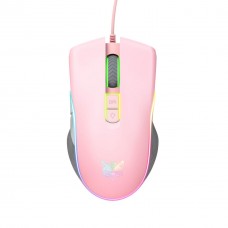 Мышь игровая проводная ONIKUMA CW908 Gaming 1200 - 7200 разноцветная RGB подсветка розовая