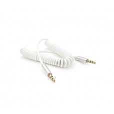 Кабель пружина Aux Audio 3.5 папа - папа 1 метр белый