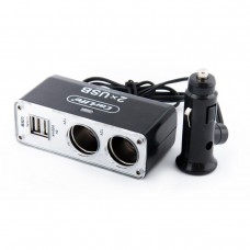 Разветвитель прикуривателя Carlife CS304 2-в-1 + 2 USB 12В 5A