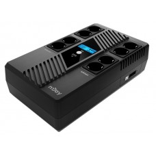 Ибп на 8 розеток NJOY Token 800 (UPCSBLS680TTOAZ01B) с дисплеем и USB