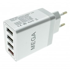 Адаптер зарядный - блок питания на 4 USB порта Mega 30w зарядное
