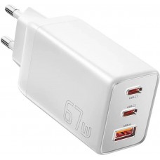 Зарядное устройство адаптер 3 выхода ESSAGER ECT67w Gan порты 1USB 2C 67w (ECT67W-LJB02-Z) белое