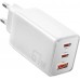 Зарядное устройство адаптер 3 выхода ESSAGER ECT67w Gan порты 1USB 2C 67w (ECT67W-LJB02-Z) белое