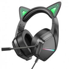 Наушники накладные Borofone Bo106 игровые с ушками и LED подсветкой elf cat