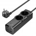 Зарядное - удлинитель - фильтр Hoco NS10 Wisdom 2-position PD67W (1*USB-A 3C  2Socket) 2 метра черный