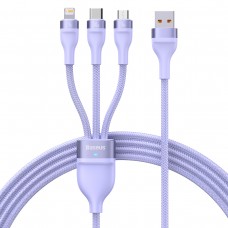 Кабель комбо тройной Baseus Flash Series Ⅱ One-for-three USB - Type-C Micro iPhone 100W 1.2m CASS030005