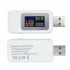 USB-тестер KEWEISI KWS-MX18L (измеритель тока напряжение для кабелей блоков батарей)