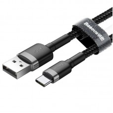 Кабель усиленный Baseus Cafule USB-A - Type-C 3A 0.5 м (CATKLF-AG1) черно серый
