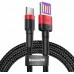 Кабель усиленный нейлоновый 2-сторонний Baseus USB to Type-C 40W 5 ампер 1 метр (CATKLF-P91) черно красный