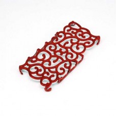 Чехол узорчастый на заднюю крышку iPhone 4 / 4s - модель Pattern Curl красный
