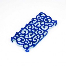 Чехол узорчастый на заднюю крышку iPhone 4 / 4s - модель Pattern Curl синий