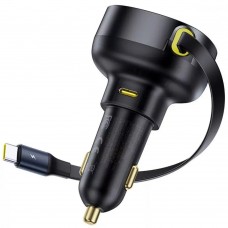 Разветвитель - удлинитель зарядное в авто Baseus Enjoyment Pro 60W (1USB-C) + выдвижной кабель Type-C