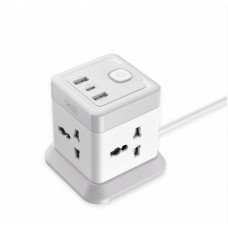 Сетевой удлинитель XO WL20 20W Square 4 розетки + 3 порта (2 USB-A 1 Type-C) кабель 2 метра