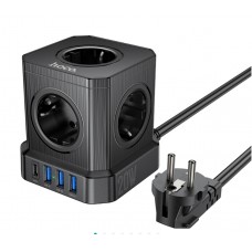 Сетевое зарядное устройство удлинитель Hoco NS8 3 USB/ Type-C 5 розеток 2 м