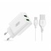 Блок адаптер - комплект XO L119 dual USB-A QC18W с кабелем Mirco usb Белый
