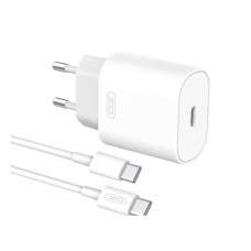 Зарядное устройство - комплект с кабелем XO L91 Type-C to Type-C PD 25W Белое