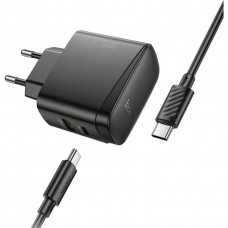 Адаптер - зарядное устройство с боковыми выходами Hoco CS63A Bright 65W (2 порта 1A1C) + кабель C-C