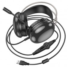 Наушники игровые HOCO W109 Plus Rich USB 7.1 + LED RGB подсветка черные (6942007609029)