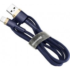 Кабель кевларовая оплетка Baseus Cafule USB to Lightning 1m синий з золотым CALKLF-BV3