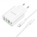 Зарядное устройство - блок на 4 порта Borofone BA79A - 3*USB-A + 1*USB-C белое