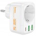 Зарядное устройство - фильтр питания Hoco AC26 4000W 2U + 1P + 1C 20W белое