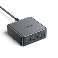 Зарядное устройство - адаптер питания Rocoren 200W GaN 0242 2U+4C черное вилка США (US plug)