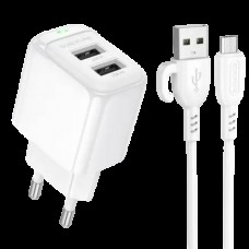 Адаптер сетевой Borofone dual port charger BAS41A зарядное 2 выхода - USB-A