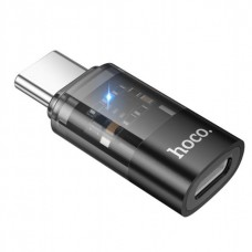 Адаптер Hoco UA36D Type-C (папа) to Lighting (мама) transparent adapter Black