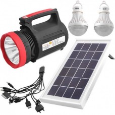 Набор фонарь + 2 лампы + павер банка Yajia Yj-1902 аккумуляторная встроенная + солнечная панель