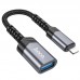 Адаптер Hoco UA24 iP male to USB female 2.0 converter Темно-сірий