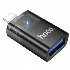 Адаптер Hoco UA36 iP male to USB female OTG transparent adapter Чорний